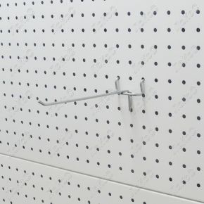 Крючок для перфорированной панели одинарный L=150мм d=4мм, шаг 50мм, цинк
